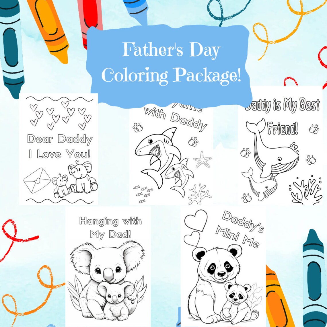 Father's Day Kids Coloring Pages Daddy and Me Coloring Packet 10 ...