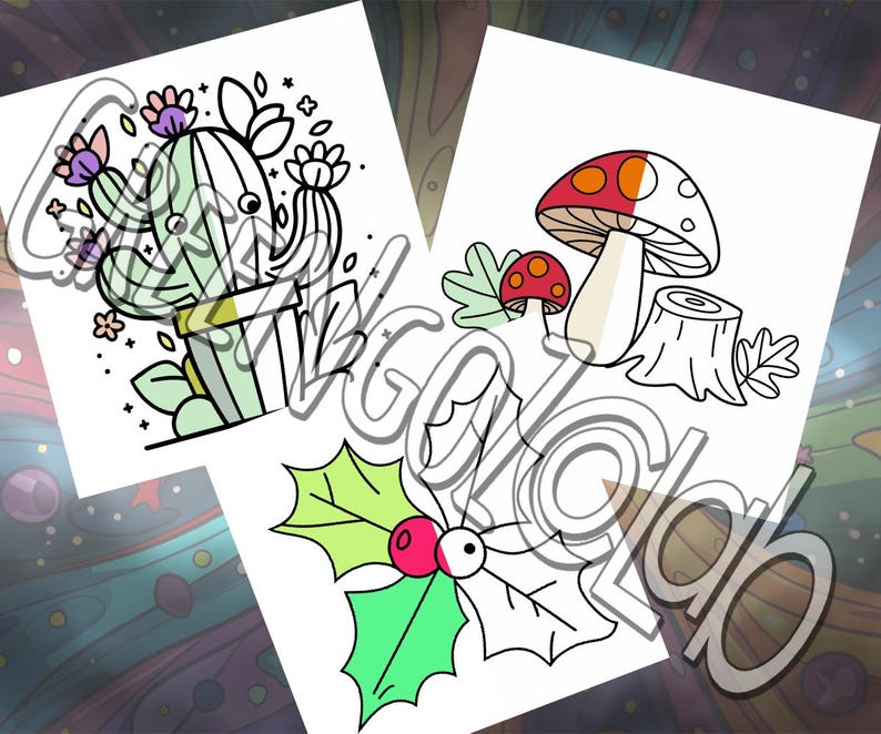 Bold & Easy Cute Flowers and Plants Coloring Book Pages, 47 Cute ...
