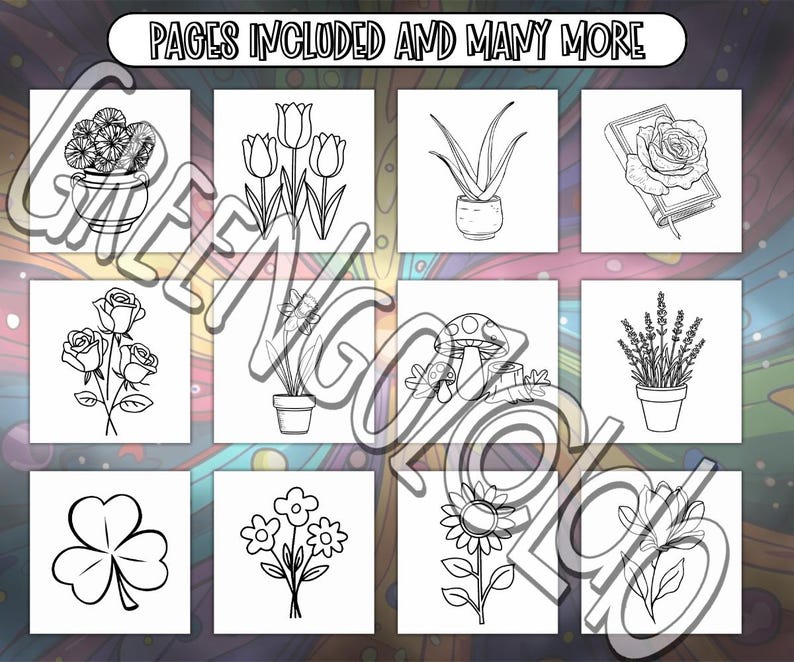 47 Bold & Easy Flowers and Plants Coloring Book Pages - Etsy