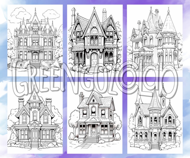 Victorian House Coloring Book Pages for Adults, Victorian Epoch
