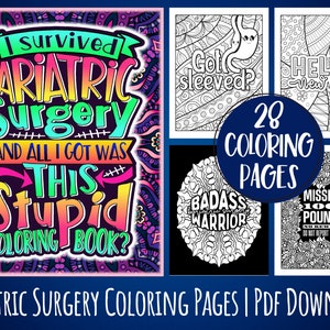 Pages de livre de coloriage de récupération de chirurgie bariatrique pour les femmes | Idée de cadeau imprimable de soulagement drôle post-chirurgie bariatrique pour les patients