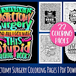 Pages à colorier de mastectomie pour les femmes | Idée cadeau drôle de récupération post-mastectomie pour les patients