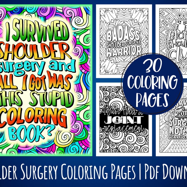 Shoulder Surgery Recovery Coloring Book Pages | After Shoulder Surgery A Funny Printable Gift Idea For Patients To Relief Pain