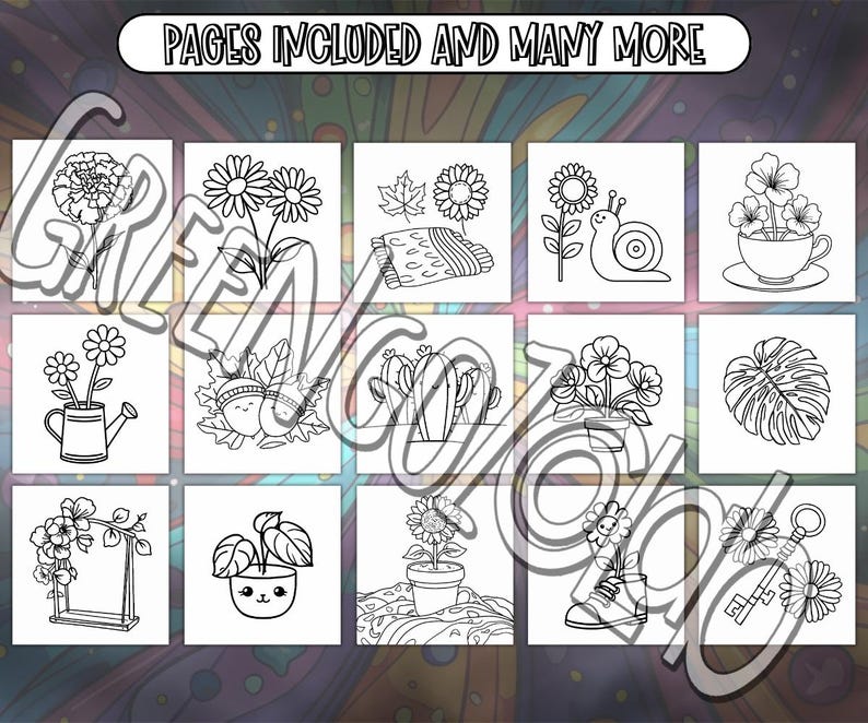Bold & Easy Cute Flowers and Plants Coloring Book Pages, 47 Cute ...