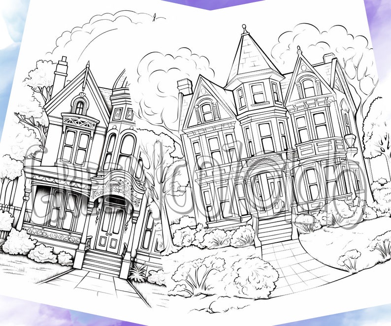 Victorian House Coloring Book Pages for Adults, Victorian Epoch