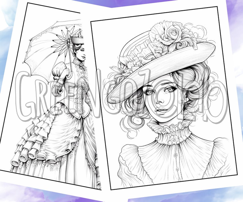 Elegant Victorian Women Coloring Book Pages for Adults - Etsy