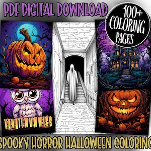 Big Bundle Of 100+ Spooky Halloween Coloring Book Pages, Scary Haunted Printable Colouring Of Horror Houses, Castles, Kawaii Mummies & More