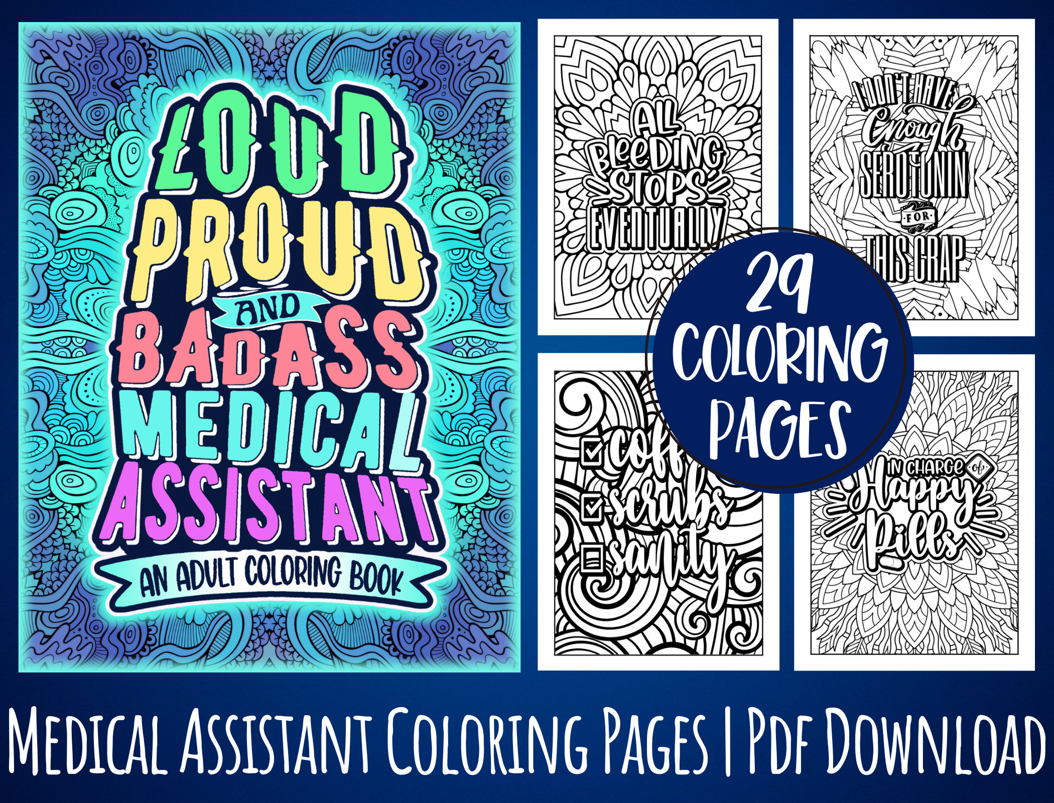 Medical Assistant Coloring Book Pages Funny &amp; Snarky Medical Assistant ...