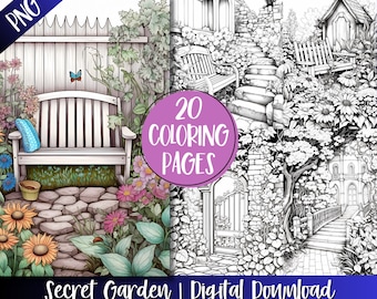 Secret Garden Floral Grayscale Coloring Book Pages