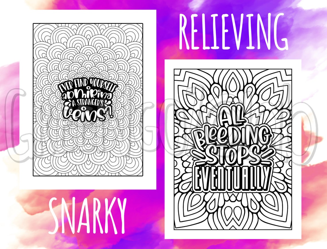 Phlebotomist Coloring Book Pages for Adults, Funny &amp; Snarky ...