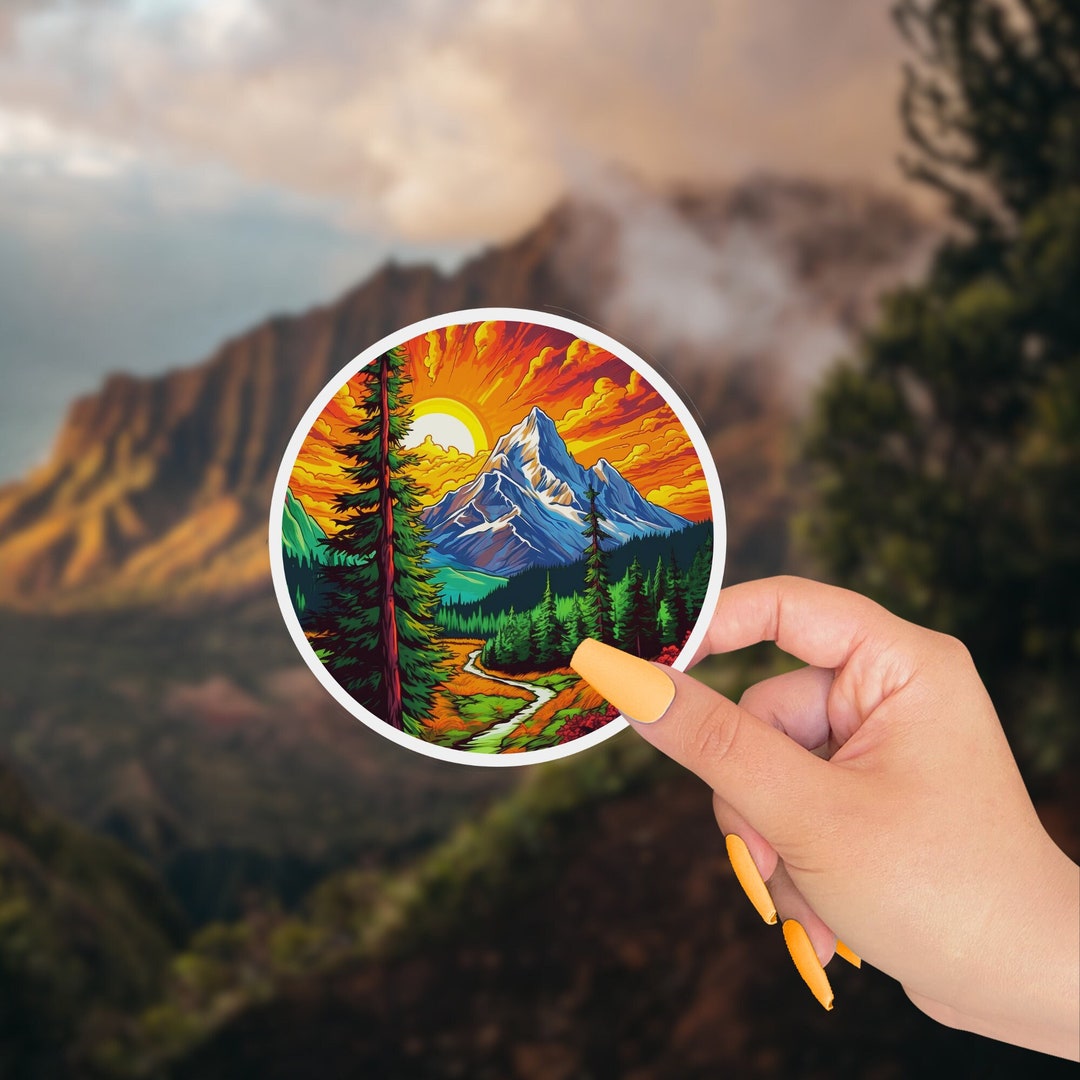 Mountain Landscape Sticker for Outdoors Nature Lover Sticker for Phone ...