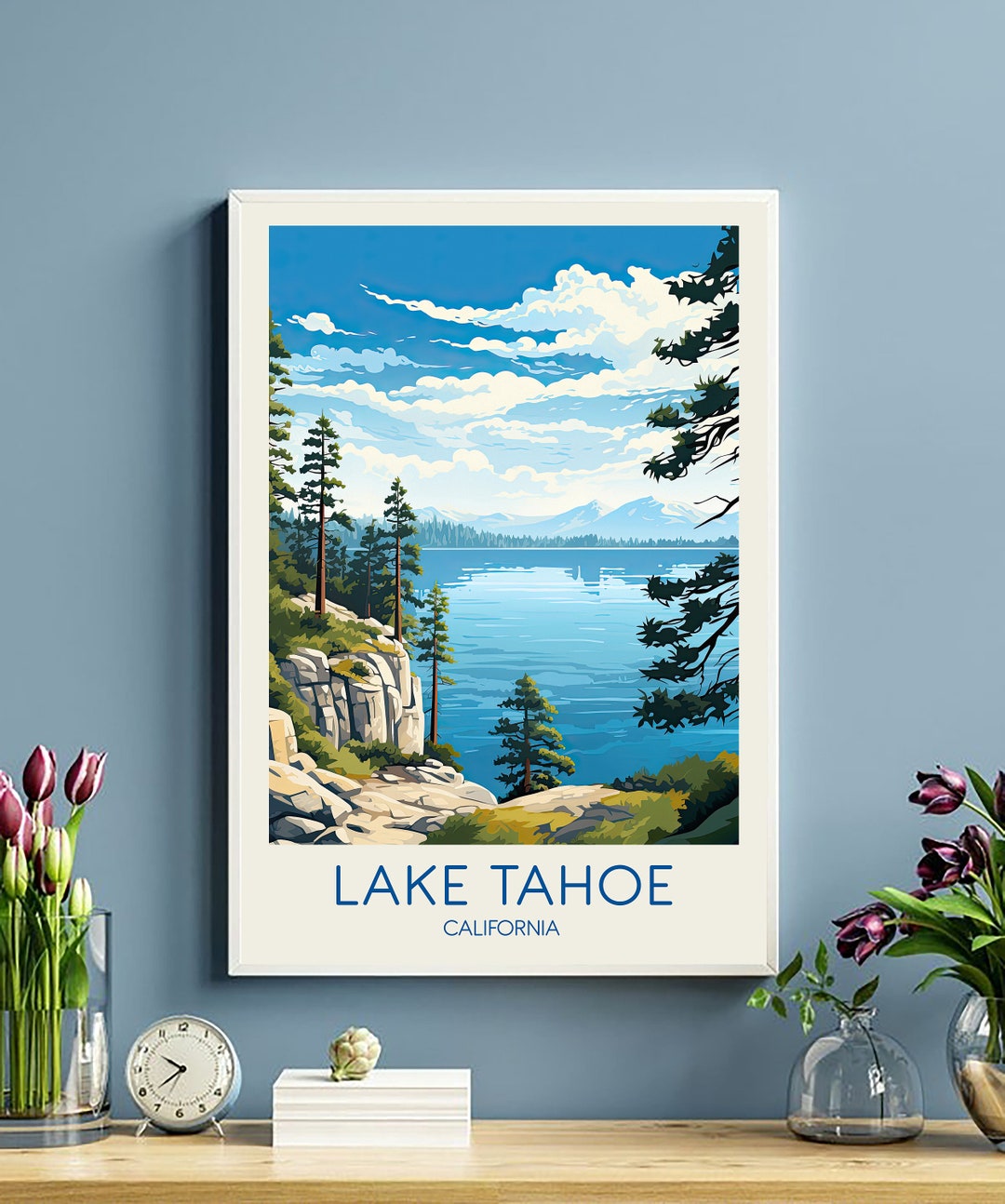 Lake Tahoe Poster Lake Tahoe Travel California Print - Etsy