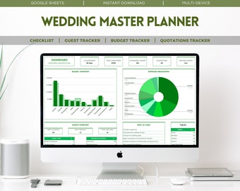 Wedding Master Planner - Comprehensive Google Sheets Template for Wedding Planning, RSVP and Guest Management, Budget Tracking