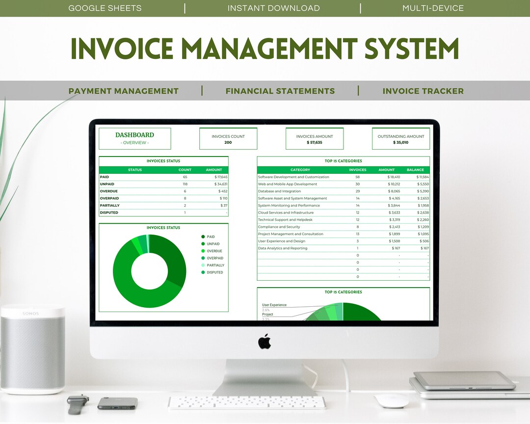 Invoice Management System: Google Sheets Business Finance Tool (digital ...