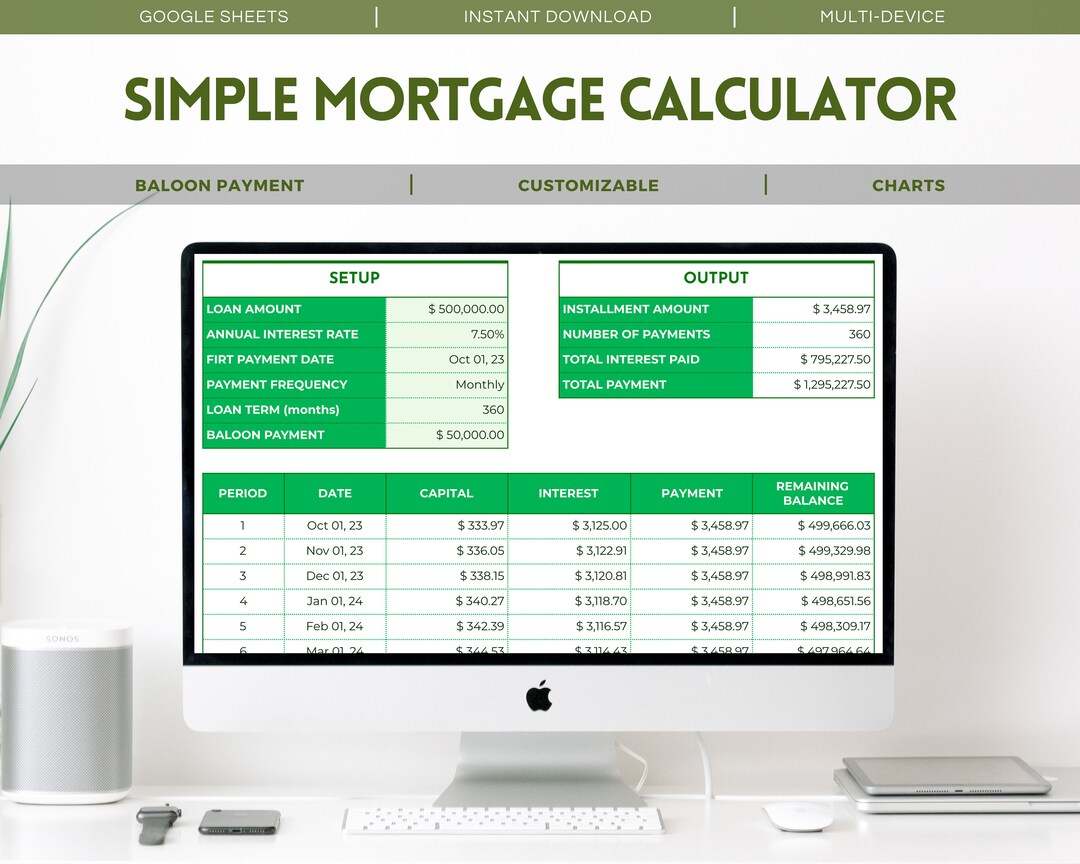 Simple Mortgage Calculator Google Sheets Template for Easy Loan