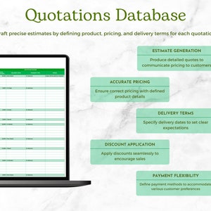 Quotations Database Preview: Estimate Generation, Accurate Pricing, Delivery Terms, Discount Application, Payment Flexibility