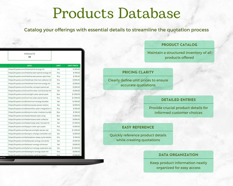Products Database Preview: Product Catalog, Pricing Clarity, Detailed Entries, Easy Reference, Data Organization