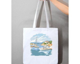 Modèle de point de croix Harbour bateaux et mouettes