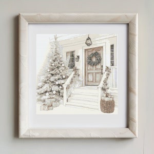 Boho front porch Christmas cross stitch pattern, Landscape cross stitch, Nature cross stitch, Landscape scenery Cross Stitch Digital Pattern