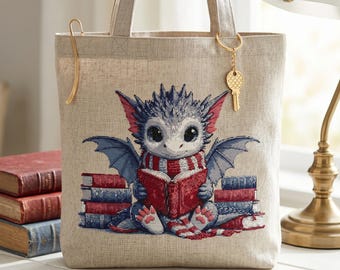 Book Dragon Cross Stitch Pattern – Baby Dragon Reading Books Dark Academia PDF 270×210 Stitches | Instant Download