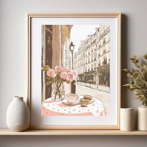 Parisian Breakfast Cross Stitch Pattern: Girly Cafe Scene (PDF Download)