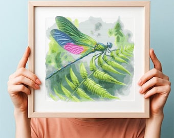 Dragonfly Cross Stitch Pattern – Rainbow Insect Embroidery PDF 300×300 Stitches | Instant Download