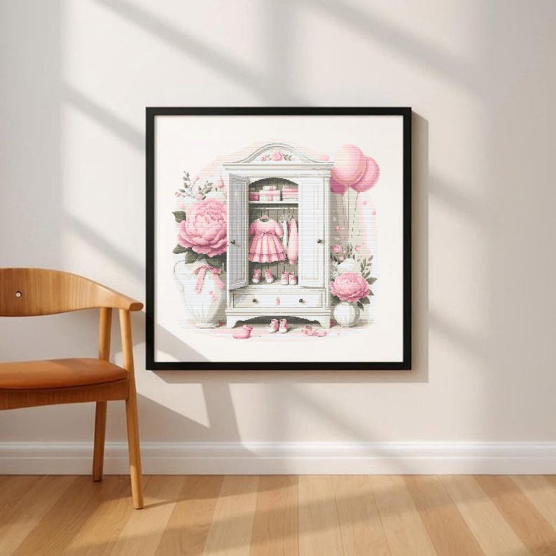 DIY Cross Stitch Kit – 11CT Printed Piano Dress Pattern, 15.75x15.75", For Beginners & Adults