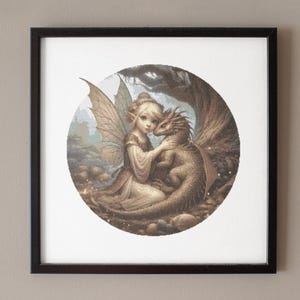 Fairy and Dragon Cross Stitch Pattern: Fantasy Woodland Design (PDF Downloadable Chart)