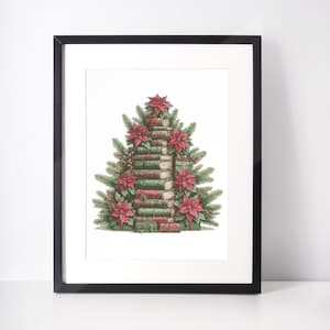 Modèle de point de croix de sapin de Noël livre vintage – Décoration littéraire des fêtes (téléchargement PDF)
