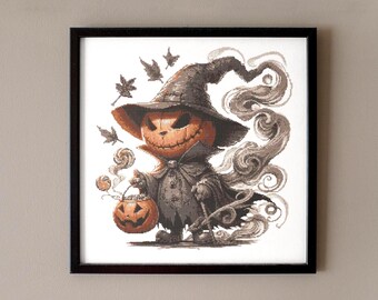 Pumpkin Gnome Cross Stitch Pattern – Spooky Halloween PDF 250×250 Stitches | Instant Download