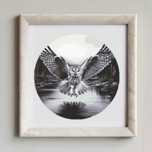 Sketched Owl Cross Stitch Pattern: Majestic Bird Design (PDF Pattern)