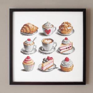 Desserts and Coffee Cross Stitch Pattern: Kitchen Decor (PDF Pattern)
