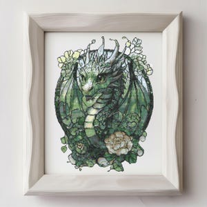 Green Stained Glass Dragon Cross Stitch Pattern (Instant Download)