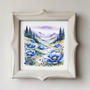 Mountain Wildflower Landscape Cross Stitch Pattern (PDF Download)