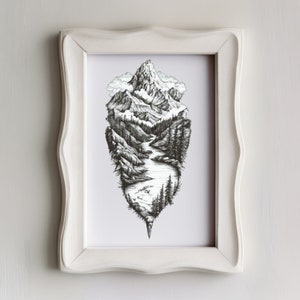Alps Mountain Landscape Cross Stitch Pattern: Rustic Embroidery (PDF Pattern)