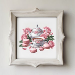 Roses, Teacup & Cookies Cross Stitch Pattern (PDF)