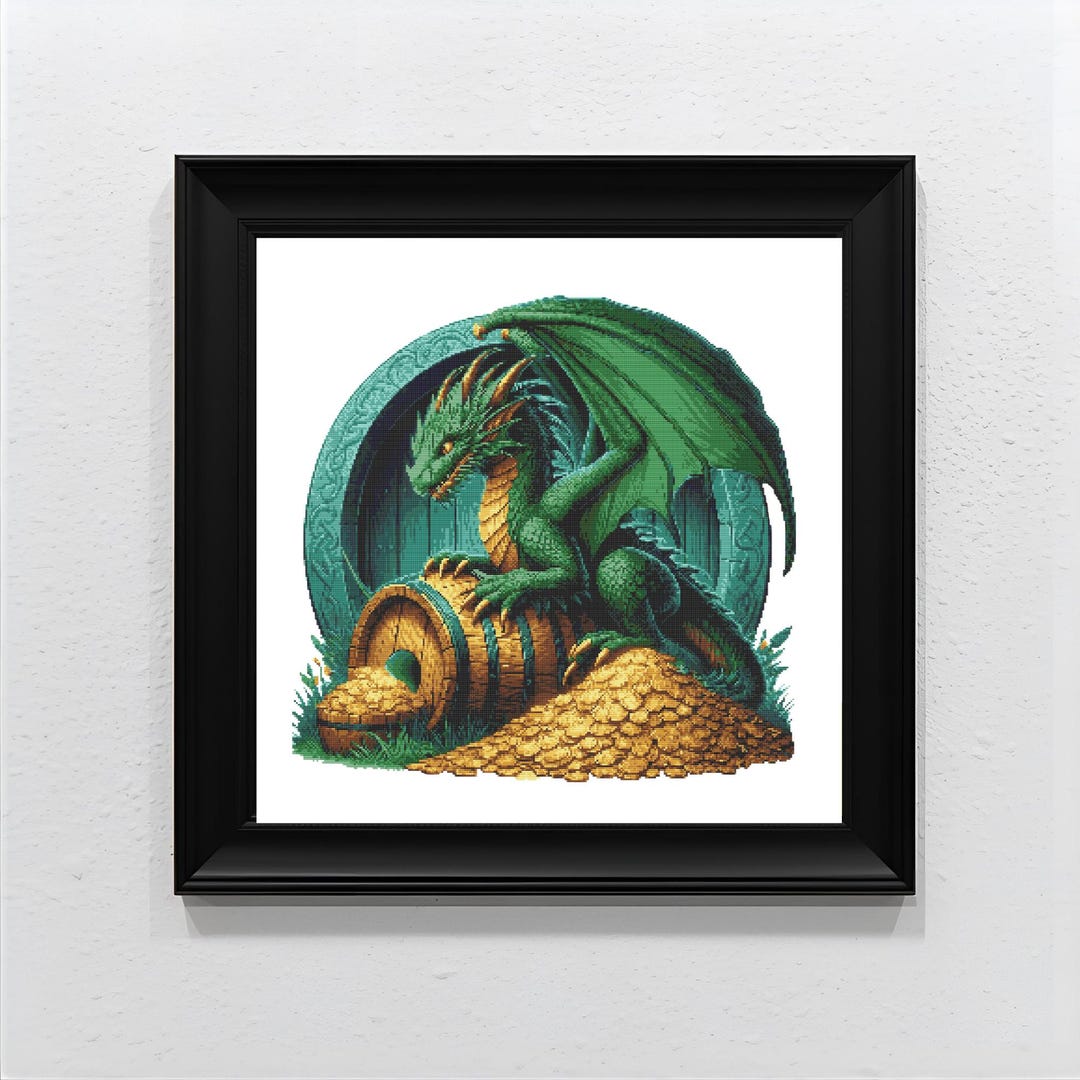Emerald Dragon Cross Stitch Pattern PDF 270×270 Stitches | Counted ...