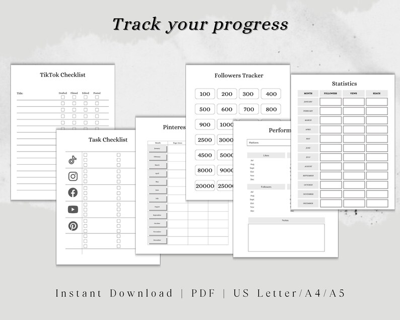 Printable Social Media Planner Bundle, Tiktok Planner, Instagram ...