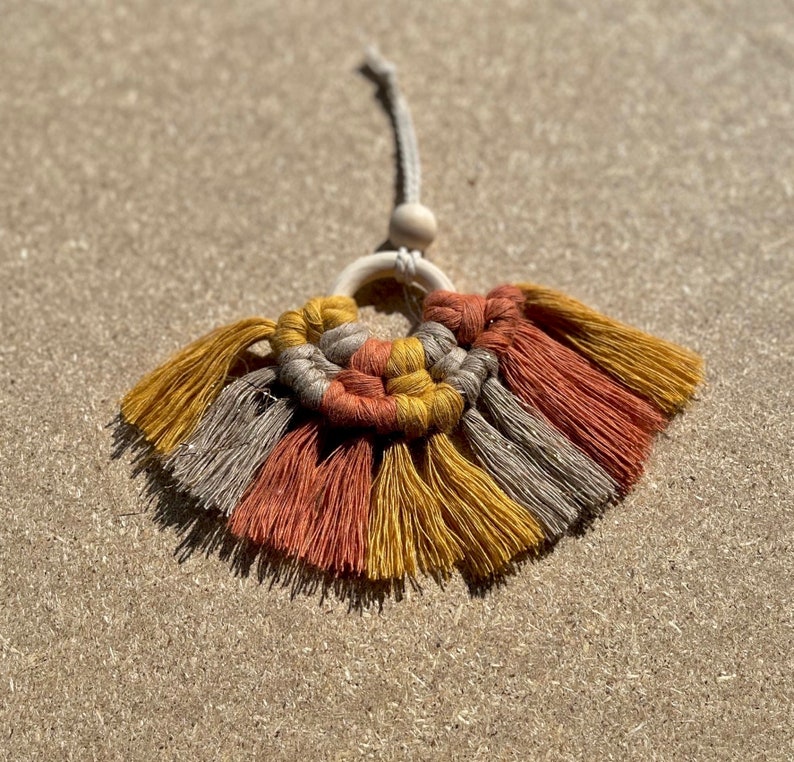 Macrame Rear View Mirror Pendant, Essential Oil Scent Diffuser, Mini