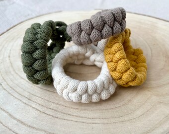 Chunky Knotted Bracelet Macrame, Cotton Rope Thick Fabric Jewellery, Sustainable Textile Cord Bracelet, Bohemian Fashion Accessories