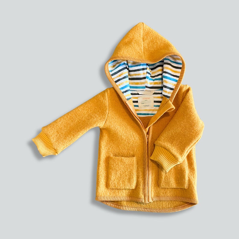 Manteau d'hiver en laine bouillie pour enfants, veste Wolle pour l'enfant Ocher Yellow