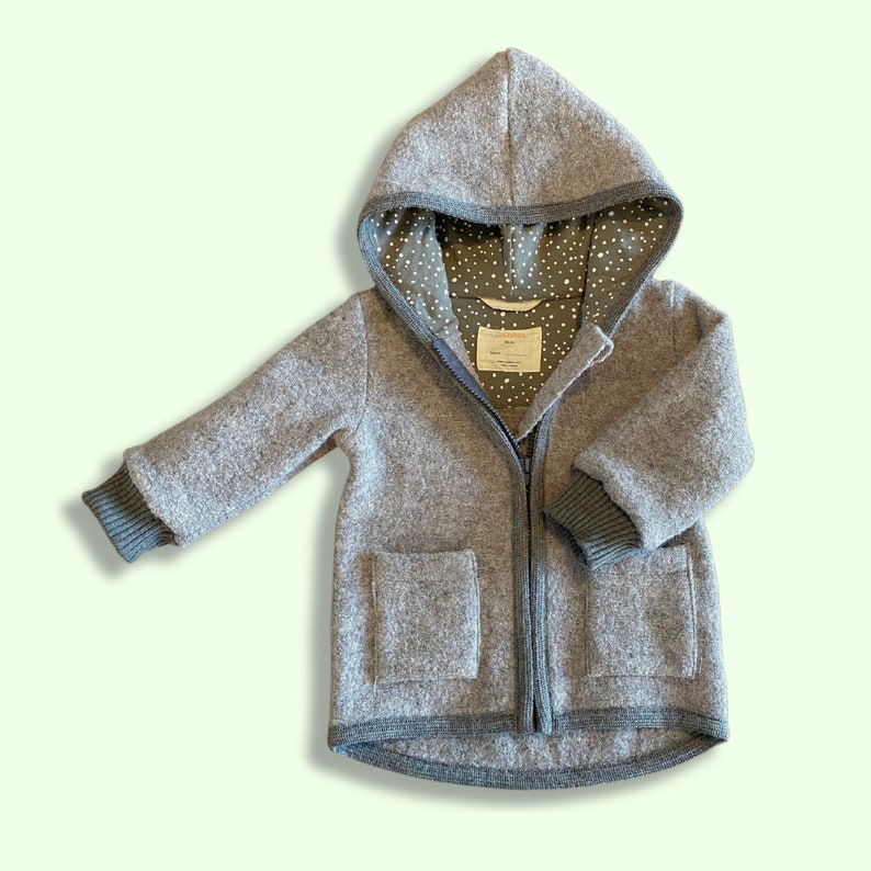 Manteau d'hiver en laine bouillie pour enfants, veste Wolle pour l'enfant Light Grey