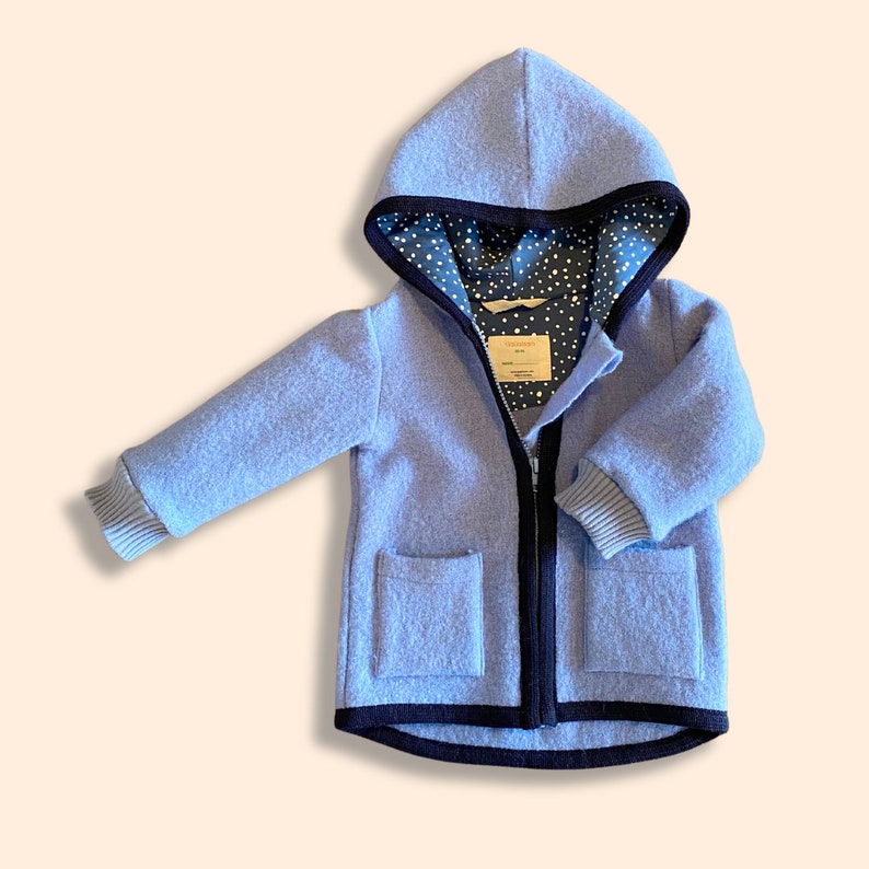 Manteau d'hiver en laine bouillie pour enfants, veste Wolle pour l'enfant Mid Blue