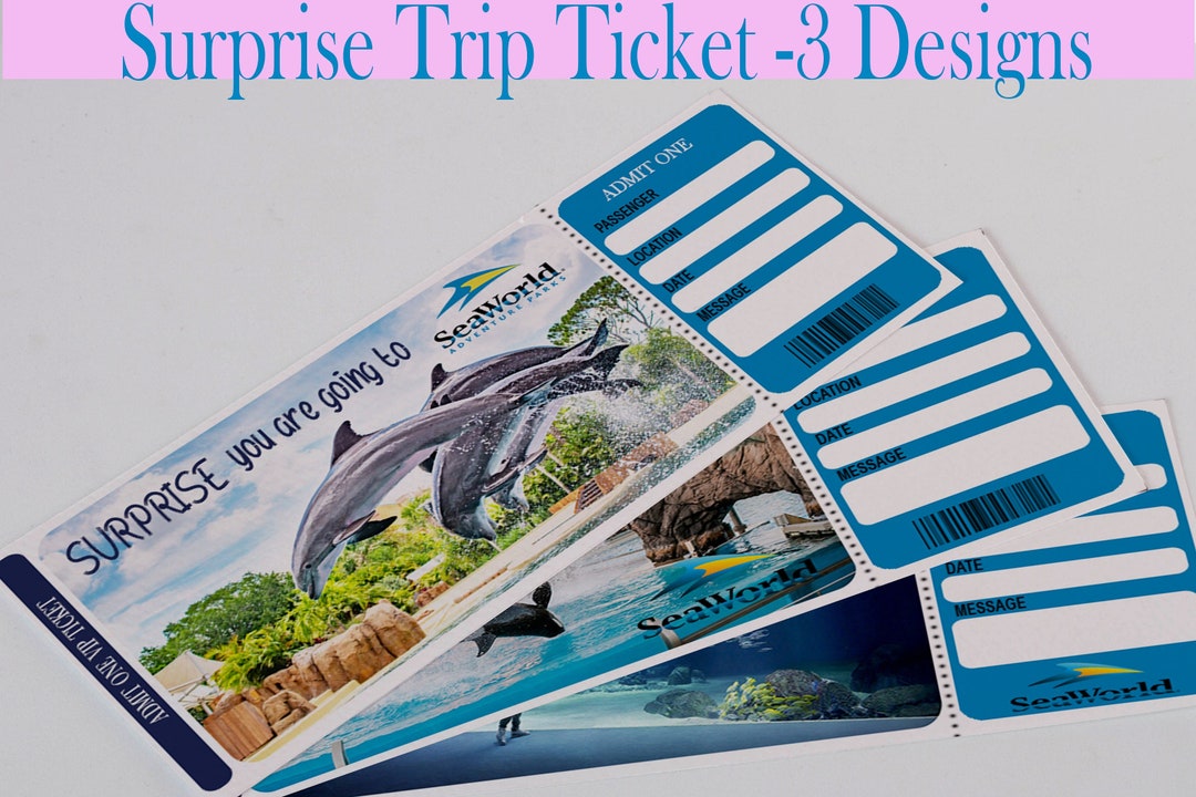 Printable Seaworld Surprise Trip Gift Ticket X 3 Designs - Etsy
