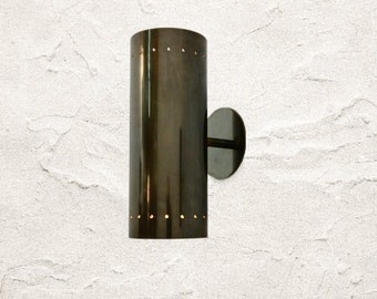 Antique Brass Cylinder Wall Sconce – Mid-Century Italian Lighting