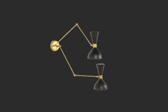 Two Arm Matt Black Diabolo Wall Fixture - Mid century Lighting - Sputnik Lights - Italian Lights - Wall Lights - Sconce - Wall Sconce