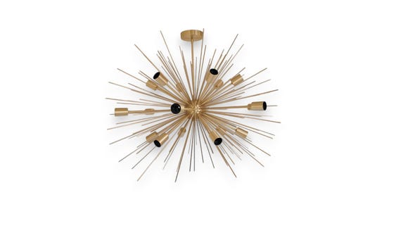 Pendent Ceiling fixture 16 Lights Brass Ceiling chandelier Modern style brass ceiling fixture 1950's Stilnovo style chandelier ceiling light