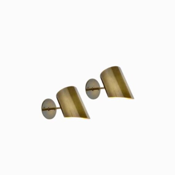 Pair Of Edges Cylinder Raw Brass Finish - Mid century Lighting - Sputnik Lights - Italian Lights - Wall Lights - Sconce - Wall Sconce
