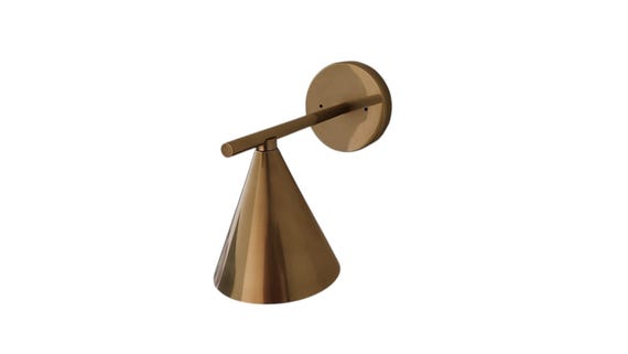 Modern style one light raw brass Cone shade Italian wall sconce - Mid century wall sconce - Modern lamp - vanity wall lamp - wall lamp light