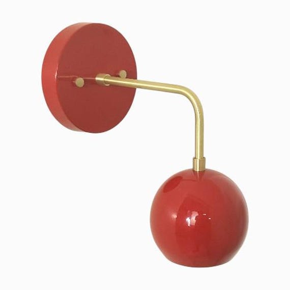 One Piece red wall sconce - Raw brass wall sconce - Italian wall sconce - Modern wall sconce - Mid century wall sconce - Sputnik light